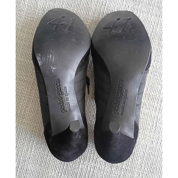 Pedro Garcia Lady Stack Rizzo Heels Size EU 41 Black Suede Lace-Up Booties 16902 - Picture 9 of 11